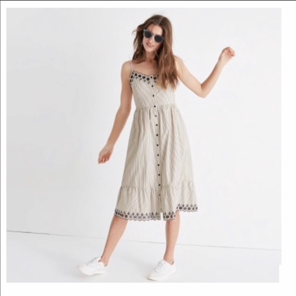 Madewell embroidered Jardin midi dress size 4